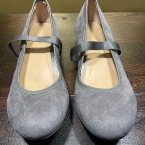 Vionic Joseline Pewter Metalic Fabric Mary Jane Flats Shoes Sz 11